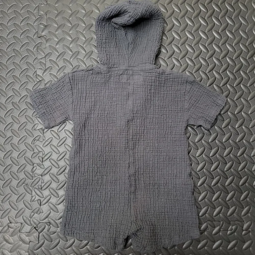 Zara Baby Gray Textured Gauze Hooded Romper Size 18 - 24 Months